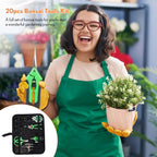 Bonsai Tools Kit 20 Pcs Garden Tools Set for Starters, Gardening Gifts for Women Men Includes Bonsai Wire Kit, Plant Mat, Pruning Shears, Bonsai Scissors, Succulent Tools in Leather Storage Bag