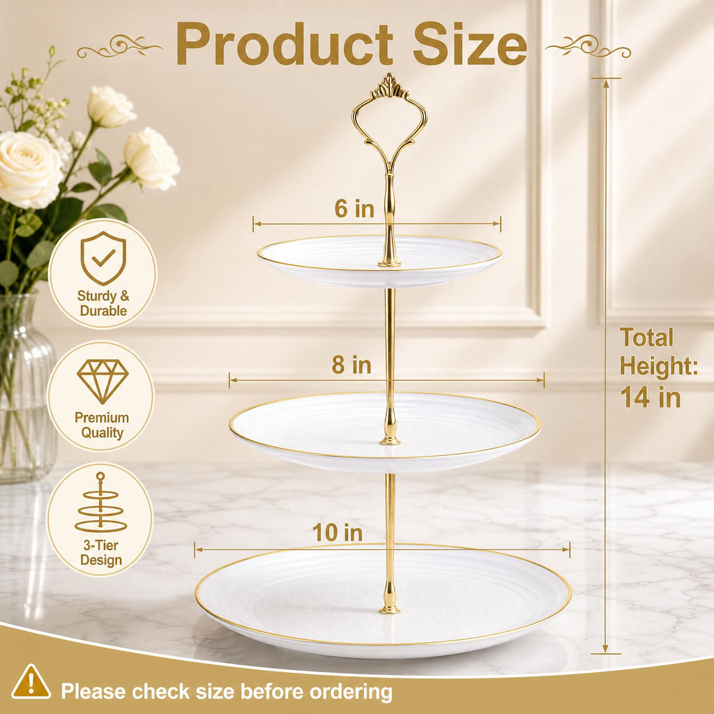 Goaste 3 Pack Tiered Cupcake Stand, Plastic Cupcake Stand Tower, 3 Tier Round Shape Dessert Serving Tray, White Cookie Candy Buffet Stand for Tea Party, Baby Shower, Wedding, Birthday, Christmas