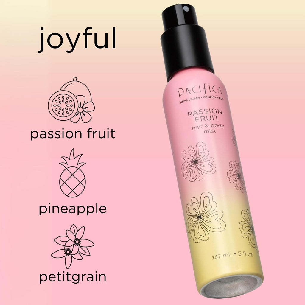 Pacifica Hair Mist Perfume & Full Body Spray for Women - Passion Fruit Body Mist Fragrance w/Pineapple, Orange Blossom, Vanilla, Sandalwood & Bergamot ��� Alcohol-Free, Vegan & Cruelty-Free, 5 oz
