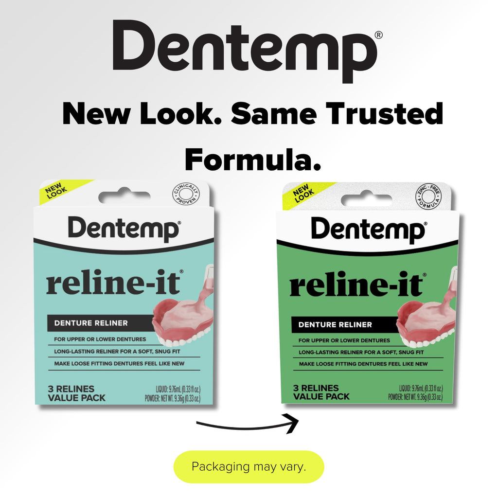 Dentemp Denture Reline Kit Value Pack - Advanced Formula Reline It Denture Reliner - Denture Kit to Refit and Tighten Dentures for Both Upper & Lower Denture (2 Pack (6 Relines))