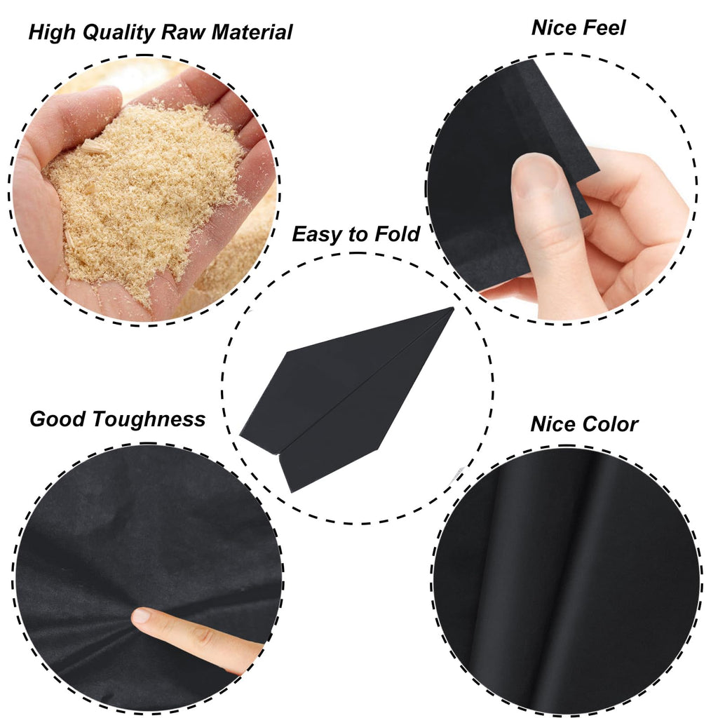 Jkopsnr 100 Sheets Black Tissue Paper 20x14 Inches Tissue Paper for Gift Bags Wrapping Tissue Paper Bulk for DIY Crafts Birthday Baby Shower Festival Holidays Decorative