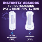 Poise Incontinence Pads & Postpartum Incontinence Pads, 8 Drop Overnight Absorbency, Extra-Coverage Length, 72 Pads (2 Packs of 36), Packaging May Vary