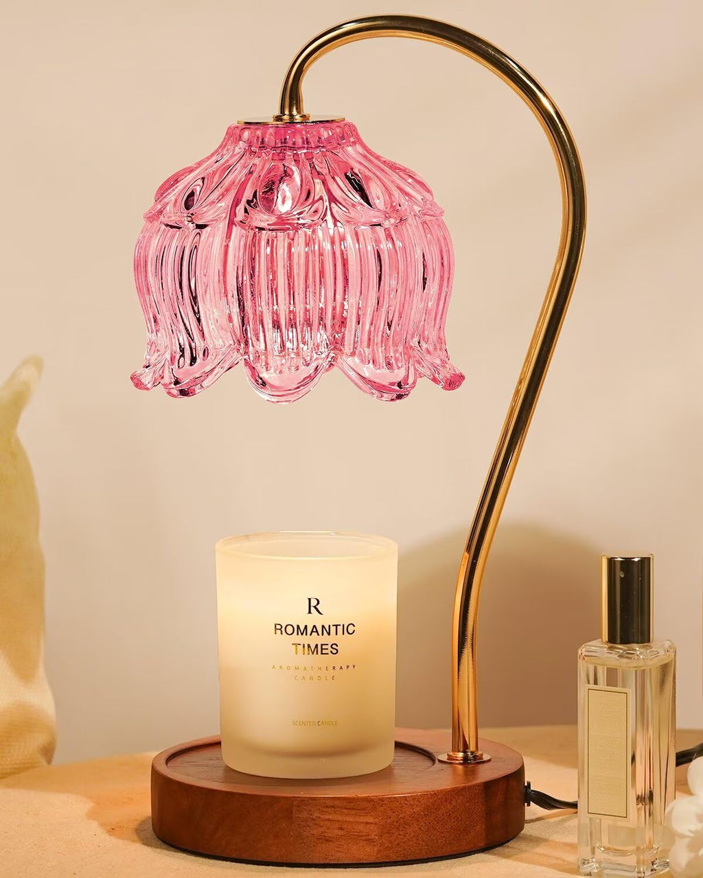 Funistree Flower Candle Warmer Lamp with Timer, Dimmable Candle Lamp Warmer, Christmas Birthday Gifts for Women Mom Her, Housewarming Home Decor, Lotus Wax Warmer for Yankee Candles - Pink Lily