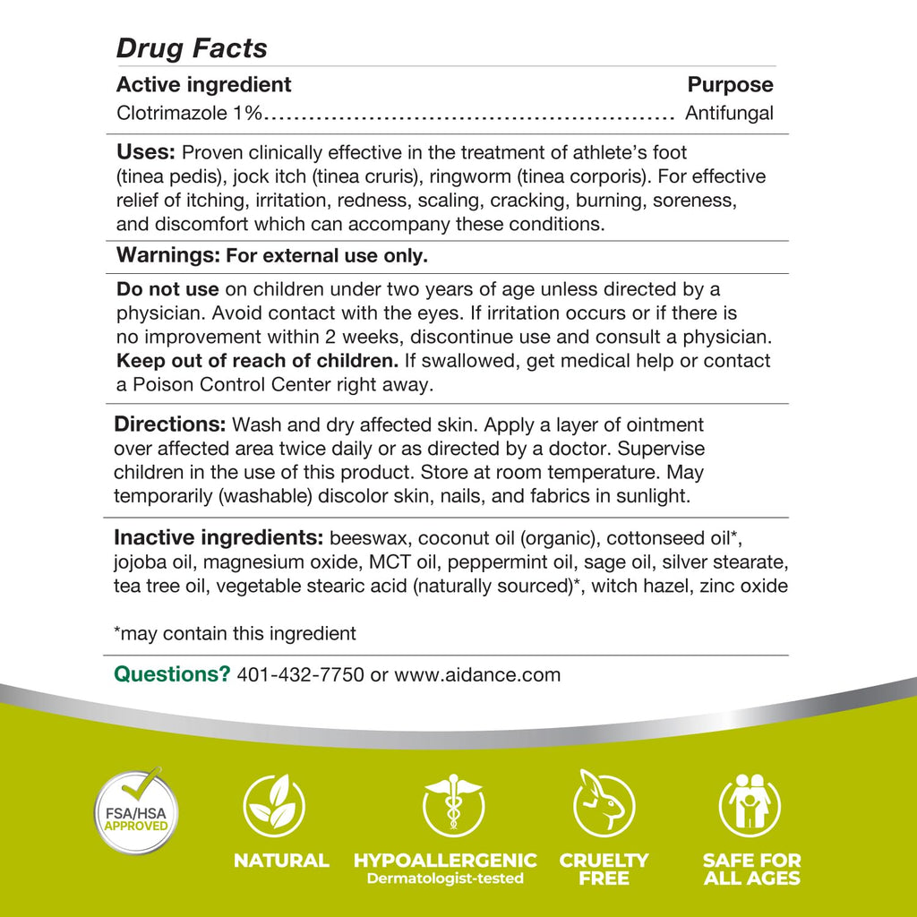 terrasil Clotrimazole Antifungal Cream, Relief for Fungal Yeast Infection, Athletes Foot Treatment, Jock Itch Ringworm, Men & Women, Natural Ingredients, Anti Fungal Cream for Skin and Feet (.5oz)