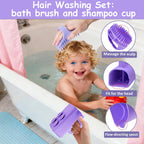 Portable Hair Washing Station Set,Silicone Hair Washing Station for Kids,ChildrenTeens,Sink or Bathtub Shampoo Buddy, Attached Shampoo Brush and Baby Bath Rinse Cup （Relaxing Hair Washing）