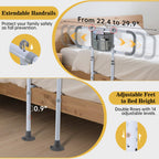Yetulike Bed Rails for Elderly Adults Safety, Sturdy Beds Assist Rail for Seniors; Adjustable Beds Rail Stable Bed Cane Guard with Extended Handle Bar - Fit King Queen Full Twin Bed