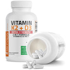 Bronson Vitamin K2 (MK7) with D3 Extra Strength Supplement Bone and Heart Health Non-GMO Formula 10,000 IU Vitamin D3 & 120 mcg Vitamin K2 MK-7 Easy to Swallow Vitamin D & K, 250 Capsules