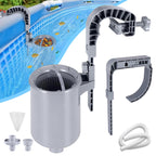 Toodour Above Ground Pool Skimmer, Wall Mount Floating Surface Skimmer with Removable Skimmer Basket & 10 Skimmer Socks, Adjustable Floating Pool Filter for Inflatable Collar/Tubular/Metal Frame Pools