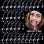 100-Pack Dental Cheek Retractor, Professional Autoclavable Mouth Opener Retractors, 100% BPA-Free, for Dentist, Teeth Whitening, Party, Mouthguard Challenge Game - Size M, Clear
