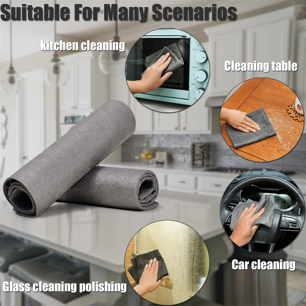 KTT Microfiber Cleaning Cloth,Reusable Thickened Magic Cleaning Cloth.Streak Free Miracle Cleaning Cloth for Home,Window,Mirror Glass and Cars.(12" x 16",8 Pack)