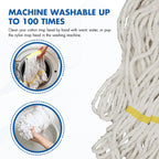 KULED Heavy Duty Industrial Mop with 2 Heads, 59" Handle for Floor Cleaning