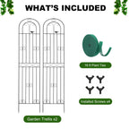 Macteyia 2 Pack 86.7" H x 19.7" W Metal Garden Trellis with Black Coating, Wire Lattice Grid Panel for Climbing Plants Outdoor Roses Vine Cucumbers Vegetables Flower Support (86.7" H, 2 Pack)