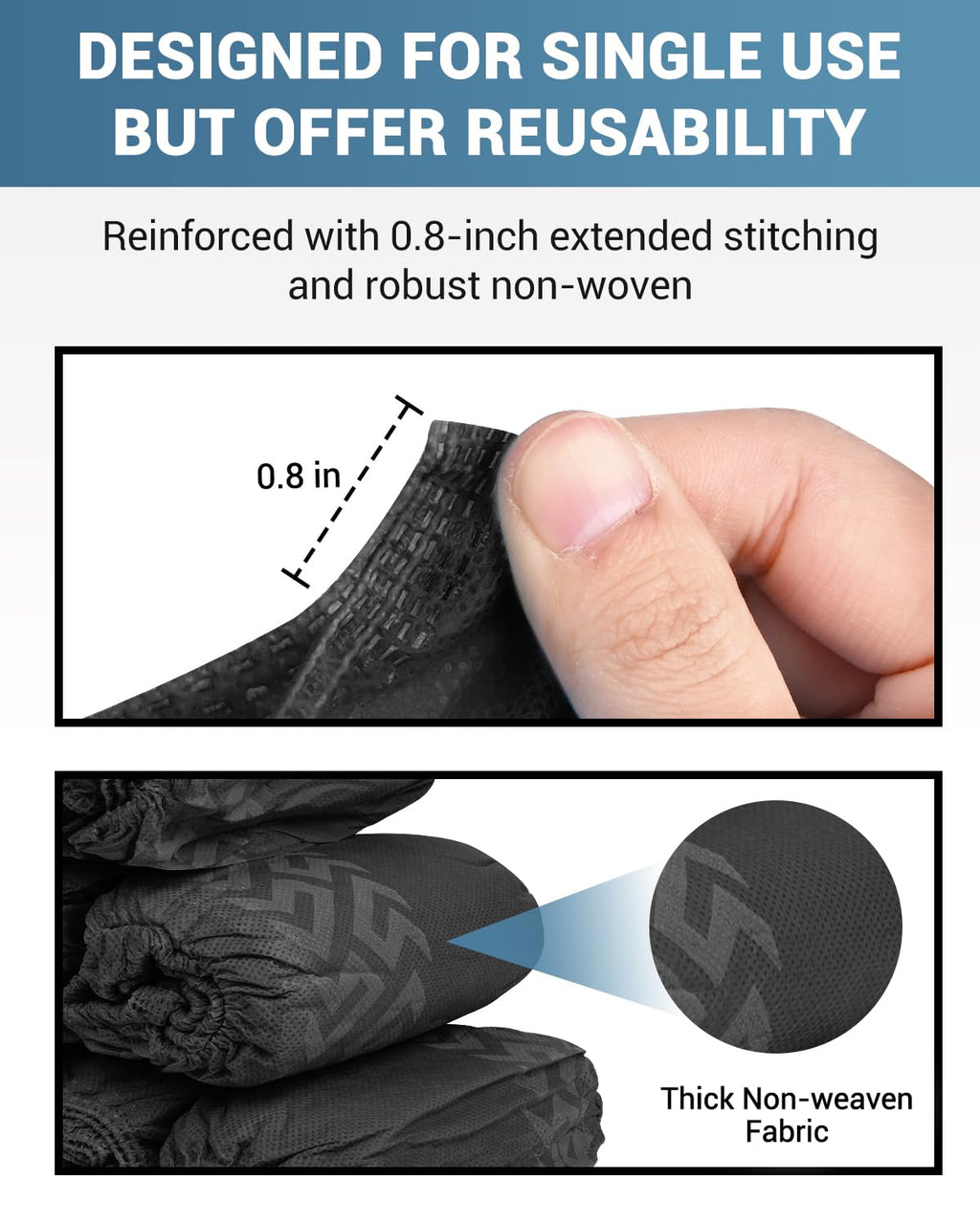 Buself X-Large 200 Count Shoe Covers Disposable Non-Slip, Premium Cloth Boot Covers, Slip-resistant, Durable, Breathable, Non-toxic, Recyclable, Stretchable Fits Up to Size 13 US Men - Black