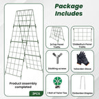 Adjustable A-Frame Trellis for Climbing Plants Outdoor, 48"x32" Cucumber Trellis for Raised Bed, Metal Garden Trellis with Grid Design, Tomato, Grape, Bean, Pea, Squash, Vegetable Trellis (Green)