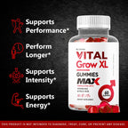 Vital Grow XL Male Gummies - Men's Performance Gummies 1050MG Vital GrowXL Blend, Vital Growth Gummy Advanced Formula, 60 Gummies for 1 Month