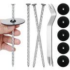 50 Sets Landscape Fabric Stakes with Gaskets 8 Inch Galvanized Spiral Turf Nails for Artificial Grass Garden Landscaping Staples Spikes for Weed Barrier Lawn Edging Tents