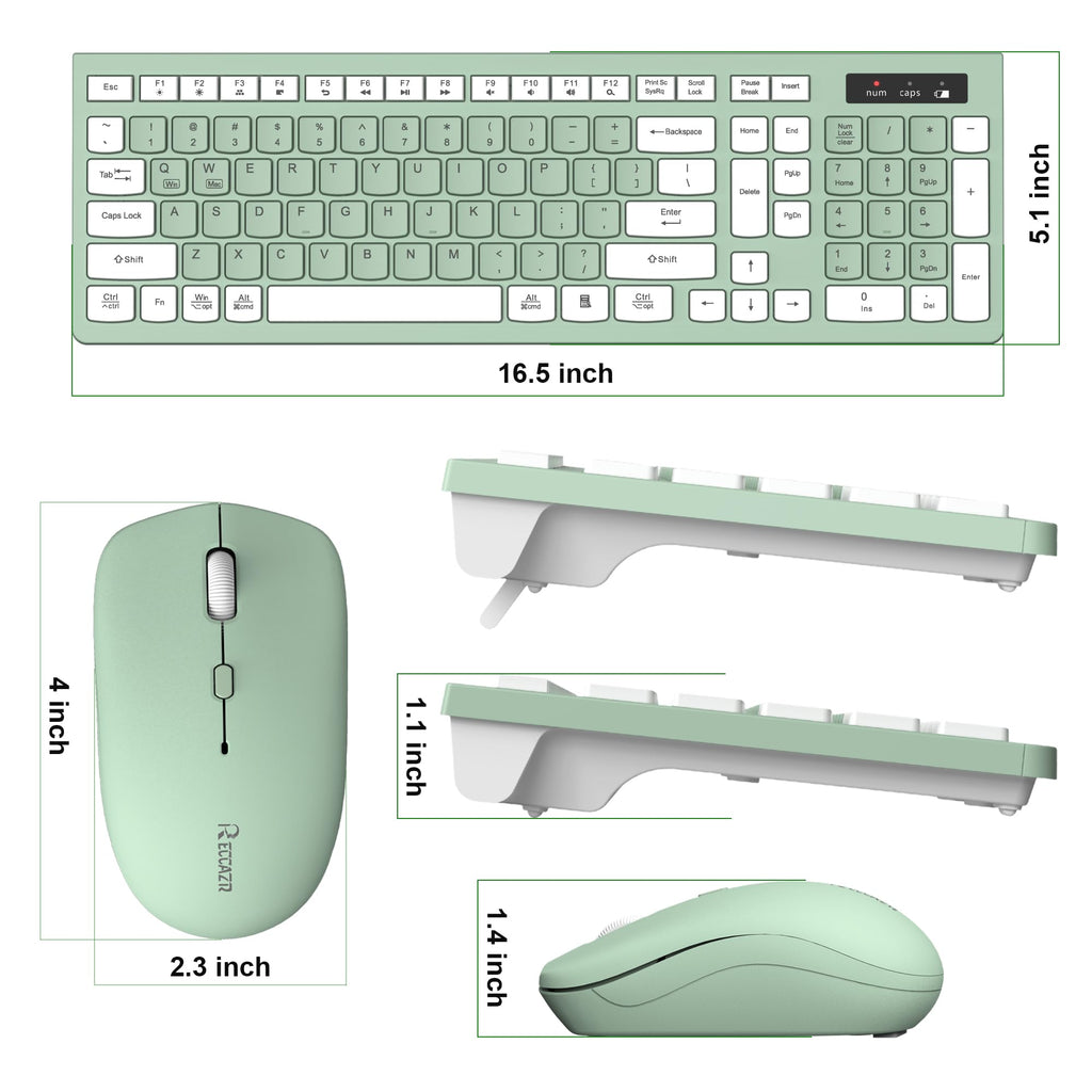 Wireless Keyboard and Mouse Combo Silent for Office and Home(Avocado Green)