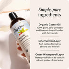 Sky Organics 16oz Castor Oil w/Wraps | Reusable Organic Castor Oil Pack to Boost Body's Wellness, Encourage Rest & Relaxation | Adjustable Elastic Straps Cotton Durable Easy to Use