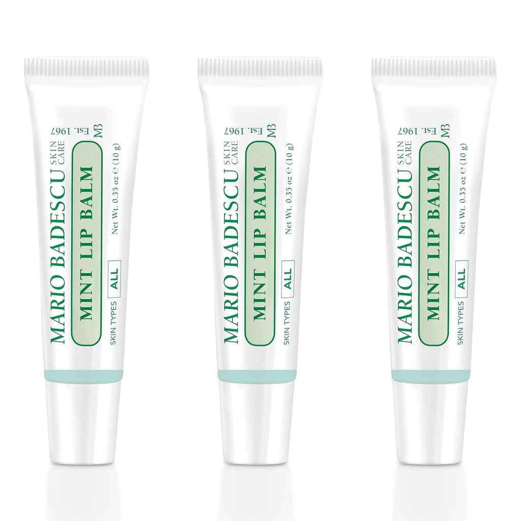 Mario Badescu Moisturizing Mint Lip Balm for Dry Cracked Lips, Infused with Coconut Oil and Shea Butter, Ultra-Nourishing Lip Care Moisturizer for Soft, Smooth and Supple Lips, 3 Pack