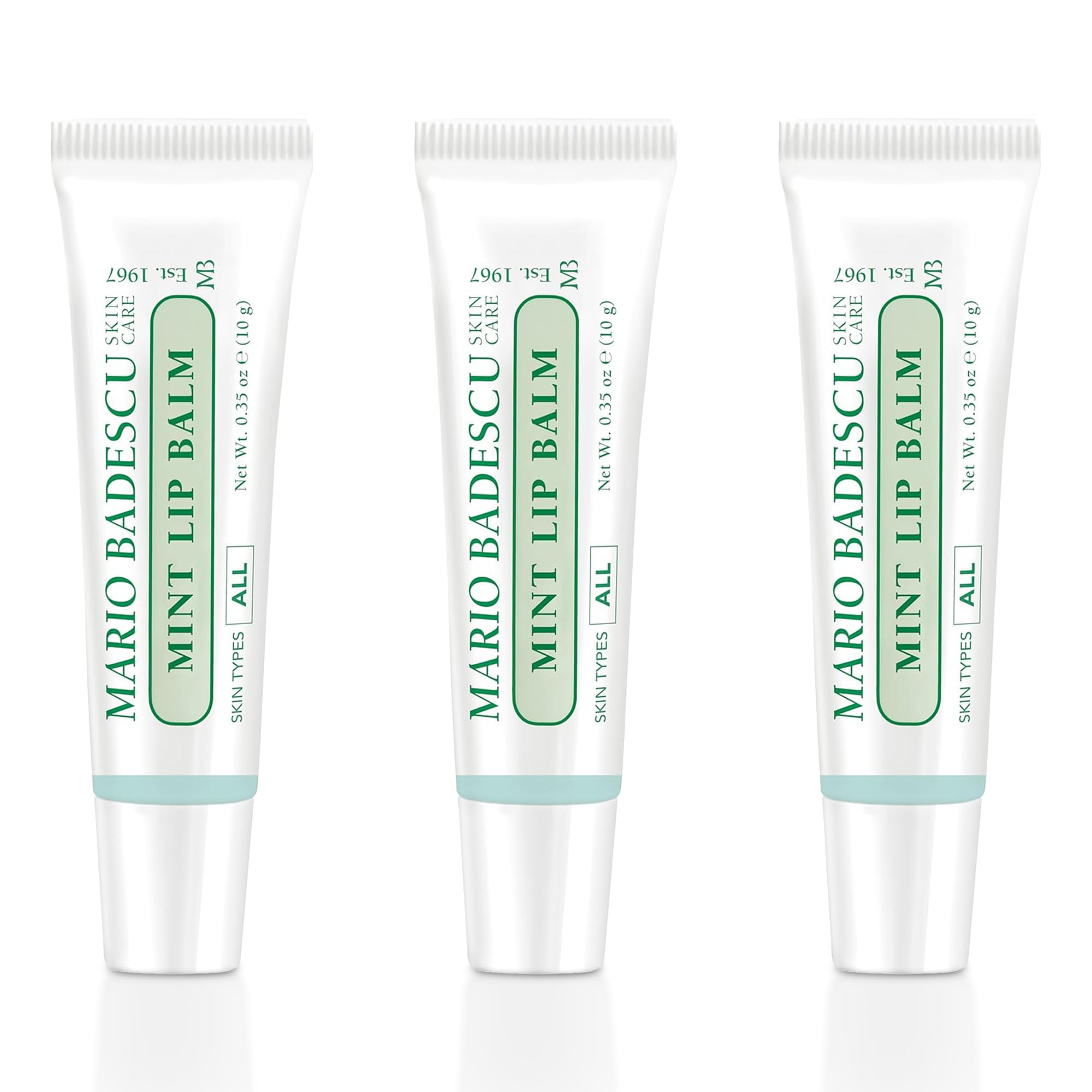 Mario Badescu Moisturizing Mint Lip Balm for Dry Cracked Lips, Infused with Coconut Oil and Shea Butter, Ultra-Nourishing Lip Care Moisturizer for Soft, Smooth and Supple Lips, 3 Pack