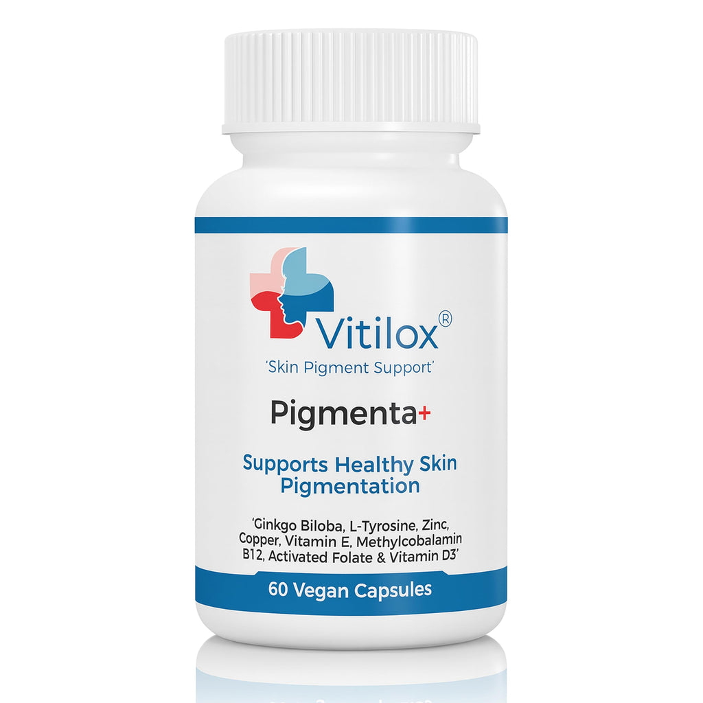 Vitilox Pigmenta+ Advanced, Skin Tone Support Supplement – 60 Tablets | 2 Months | Natural Vitiligo Skin Pigmentation Support | Reduce White Body Spots