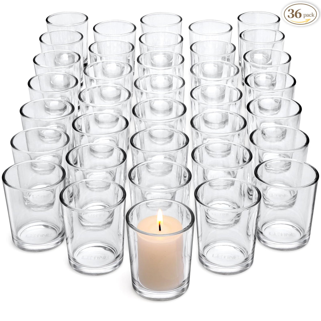 Letine 36-Pack Votive Candle Holders, Clear Glass Tea Light Holders