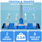 2026 TidyMister Pool Vacuum Head with Swivel Handle - 16in Eazy-to-Use Daily Cleaning Vacuum Head with Side Brushes and Wheels and Hose Connect for 1-1/4in or 1-1/2in for Inground & Above Ground Pools