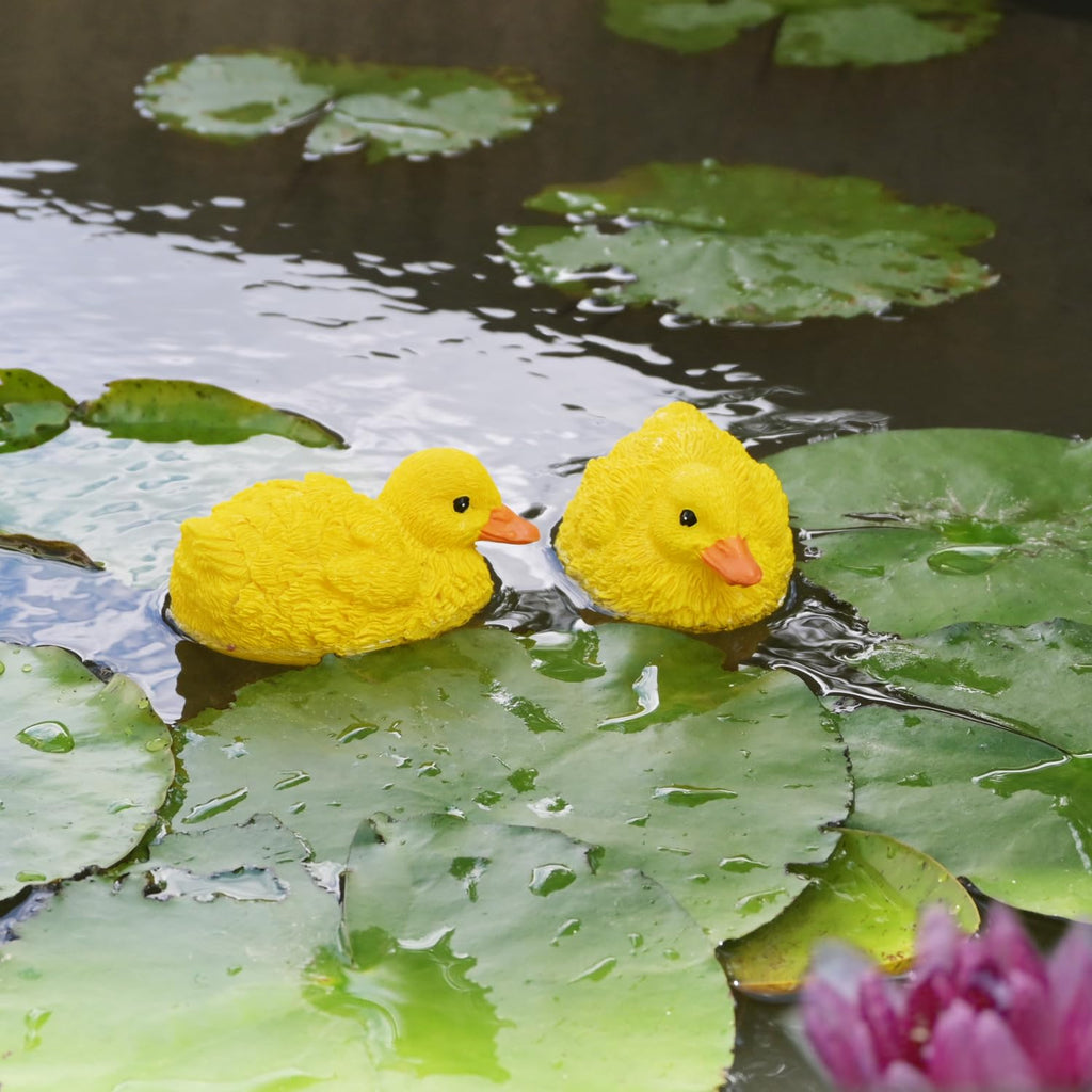Juliahestia Pool Decorations Outdoor Duck Statue – Small Floating Pond Decor for Garden Outside Lawn Ornament Duckling Figurine Float Decorations
