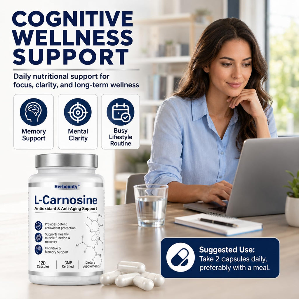 Herbounty L-Carnosine Supplement 500mg, 120 Capsules Vitality Support