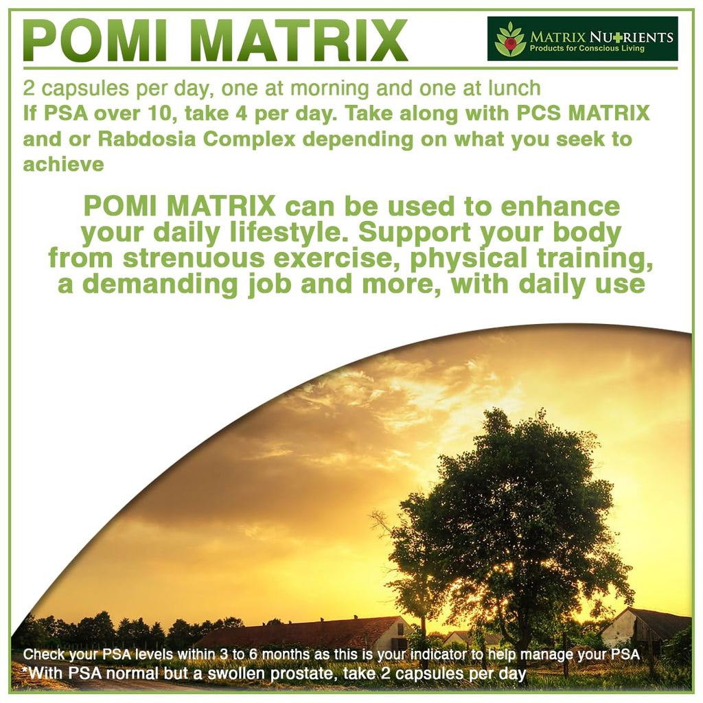 POMI Matrix - 10 Times Stronger Than The Competition! - Lower PSA Levels - See Our LAB Results! - 100% Natural Ingredients: Pomegranate, Green Tea, Turmeric, Broccoli - Vegan Capsules