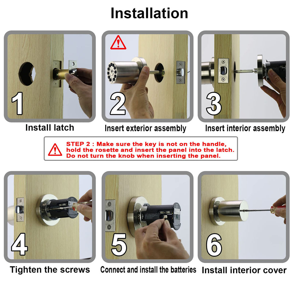 BOTHSTAR Keypad Door Knob with Key,Keyless Entry Door Lock, Code Locks Door Knob, Auto Lock,50 User Code, for Home,Office,Hotel,Bedroom,Garage,Not Deadbolt