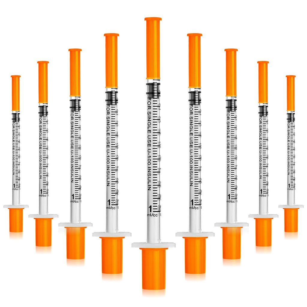Syringes 1ml 27 Gauge 1/2 inch U-100 27G 1cc 13mm Lab Syringe, Pack of 20