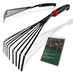 2 Pack Small Hand Rake for Gardening, Mini Leaf & Shrub Rake with Durable Steel Tines, Ergonomic Non-Slip Handle for Flower Beds, Lawn, Leaves & Yard Cleanup