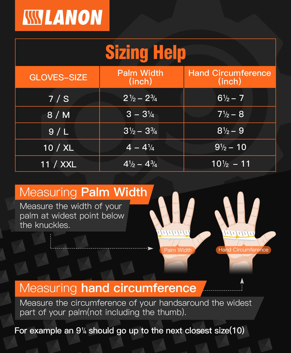 LANON 8mil Orange Disposable Nitrile Gloves, Mechanic, Heavy Duty, Food Safe, Latex Free, Powder Free, Fully-Diamond Textured, Medium