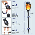 KYEKIO Solar Torch Light with Flickering Flame, 12Pack Solar Lights Outdoor, Solar Garden Lights Outdoor Waterproof, Luces Solares para Exteriores, Outside Lighting for Pathway Yard Patio Decorations