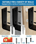 LEOPO 12 inch Shelf Brackets 8-Pack ,1/5 inch Thick Heavy Duty Industrial Bracket for DIY Floating Shelf Support, Black Coated Wall Shelf Support 11.25” x 6” x 1.5”