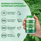Bcuelov Moringa Capsules | 800mg Pure Moringa Powder Capsules – Supports Energy, Skin & Gut Health, Immune System – Green Superfood with Vitamins & Amino Acids (90 Caps)