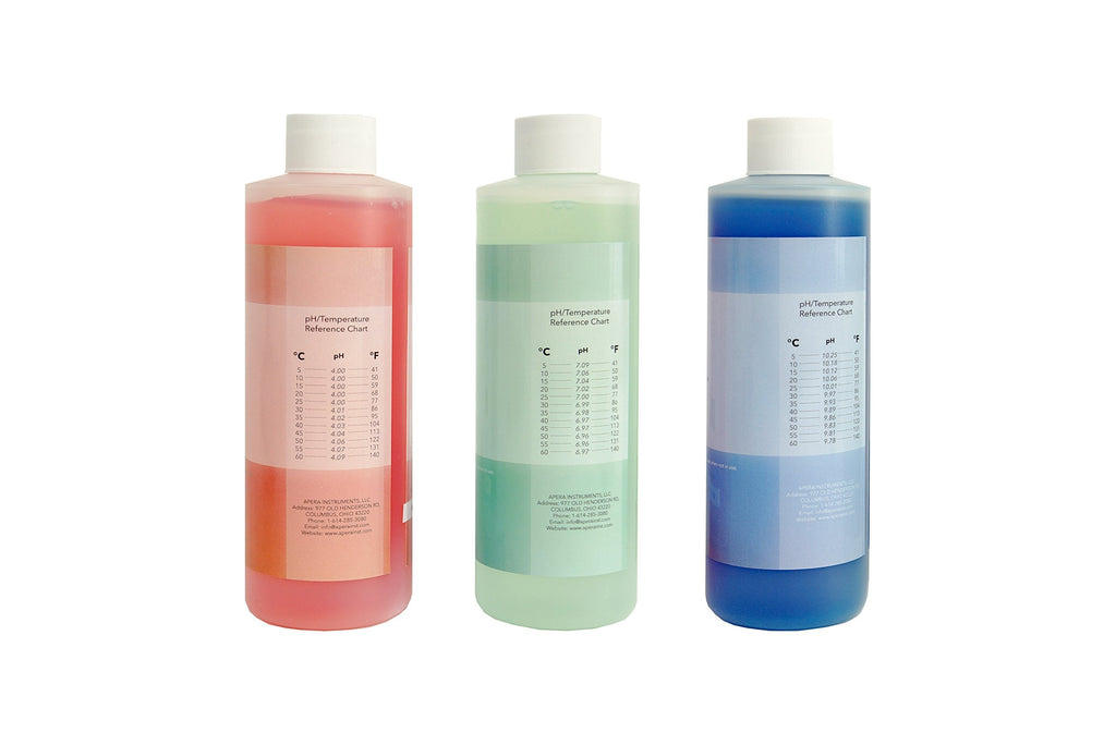 Apera Instruments, LLC-AI1104 16oz. pH Calibration Buffer Solution Kit (pH 4.00, 7.00 & 10.01), plus 3M KCL Storage Solution and CalBox