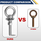 ZYUAROM 12 Pack M6 Stainless Steel Eye Bolts with Nuts, 1/4" x 3" Eye Bolts