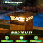 Solar Post Cap Lights Outdoor 6pack, Waterproof Solar Powered Deck Fence Post Lights for 4x4 Wood/Vinyl Posts, Solar Outdoor LED Light with Cool/Warm Lighting Decorate Garden Patio Porch…