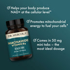 Dr. Mercola Niacinamide Vitamin B3-50 mg per Tablet - Supports Metabolic Health - Non-Flushing - Mini Tabs - Non-GMO, Gluten-Free & Soy-Free - 270 Servings (270 Tablets)
