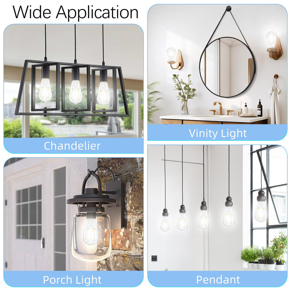 GvvooHome Dimmable LED Edison Bulb, E26 Light Bulb 60 watt Equivalent, Soft White 2700K, ST58 Vintage Light Bulbs, 90+ CRI, E26 Medium Base, Clear Glass, 4 Pack