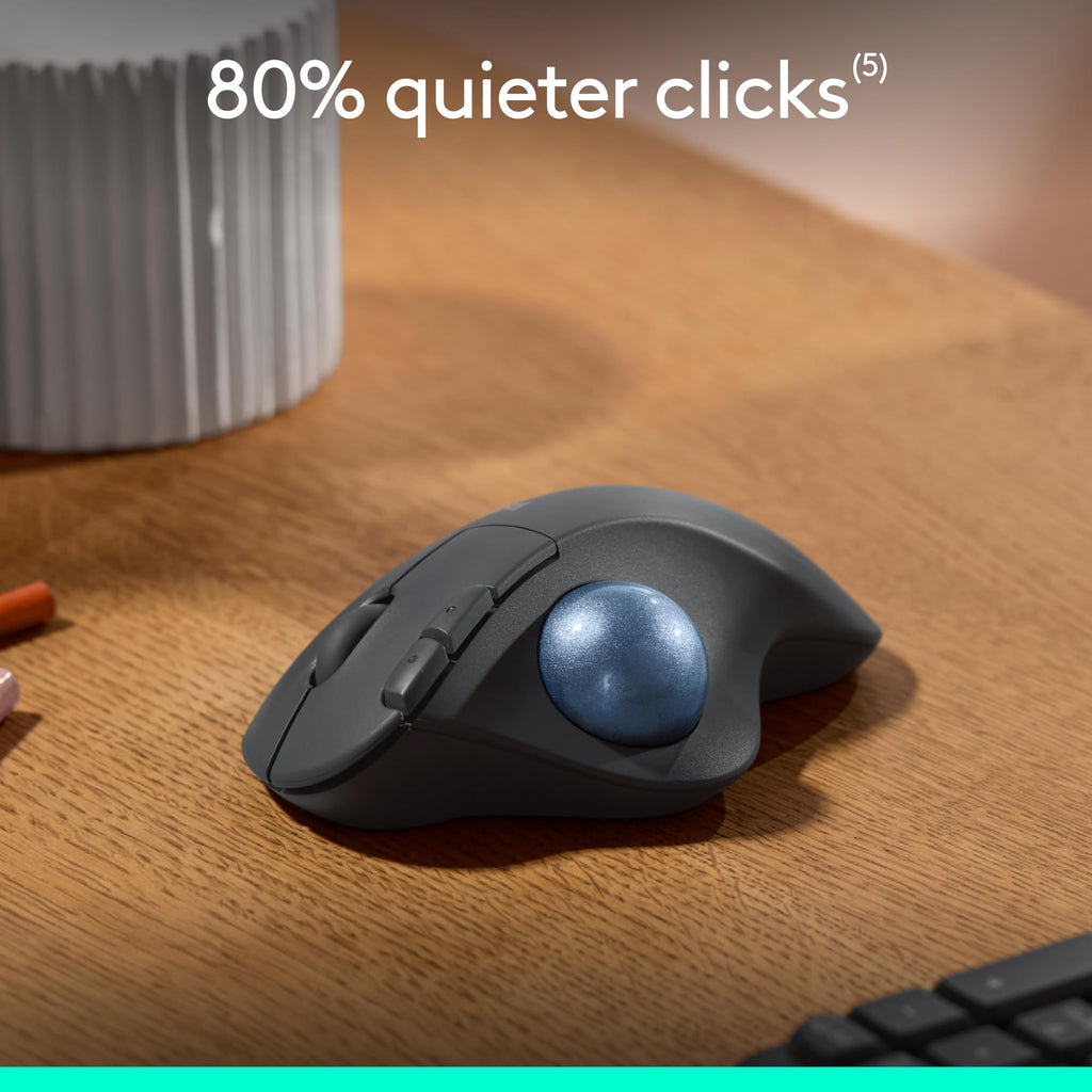Logitech Ergo M575S Wireless Bluetooth Trackball Mouse - Graphite Blue Ball