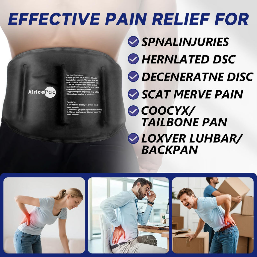 Large Ice Pack for Injuries Reusable Gel for Lower Back, Cold Packs Wrap for Shoulder, Knee, Elbow, Hip, Leg, Soft Cold Compress,16 × 9",Black