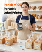 Ponek Label Maker Machine with Tape, M100 Address Barcode Label Printer, Versatile App 4000 Icons and 300 Fonts, Industrial Label Makers for Small Business, Office, Home, School, Safety Label Makers