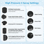 Hibbent All Metal CUPC Certified 8'' Rainfall Shower Head, Dual Shower Head Combo, High Pressure Handheld 4 Sprays Shower Wand, 16'' Adjustable Extension Arm, 71'' Hose, Shower Holder, Matte Black