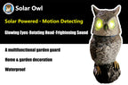 Owlery Brown Solar Owl with Motion Detector, Flashing Eyes, Spinning Head, Realistic Hooting and Silent Mode, Garden Owl, Outdoor Statue, Decoration for Home, Garden, Patio and Fence