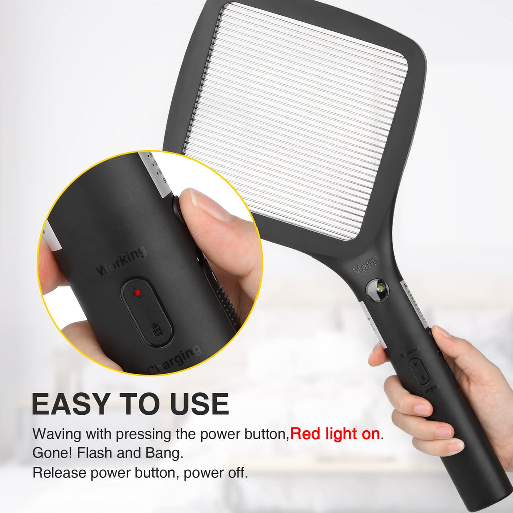 mafiti 2 in 1 Electric Fly Swatter Rechargeable with Flashlight Mosquito Zapper Bug Zapper Racket Fly Killer Indoor Outdoor