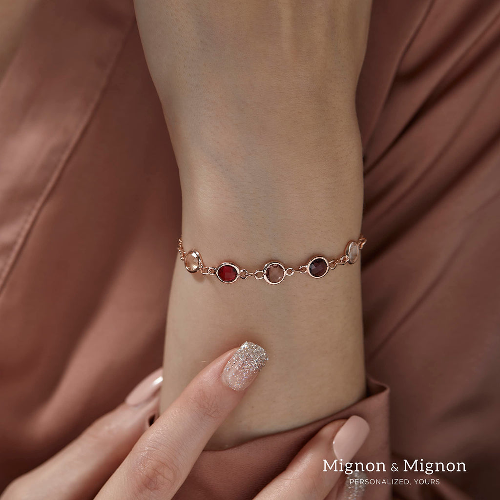 Birthstone Bracelets for Women, Custom Birthstone Bracelet with Gem Chain