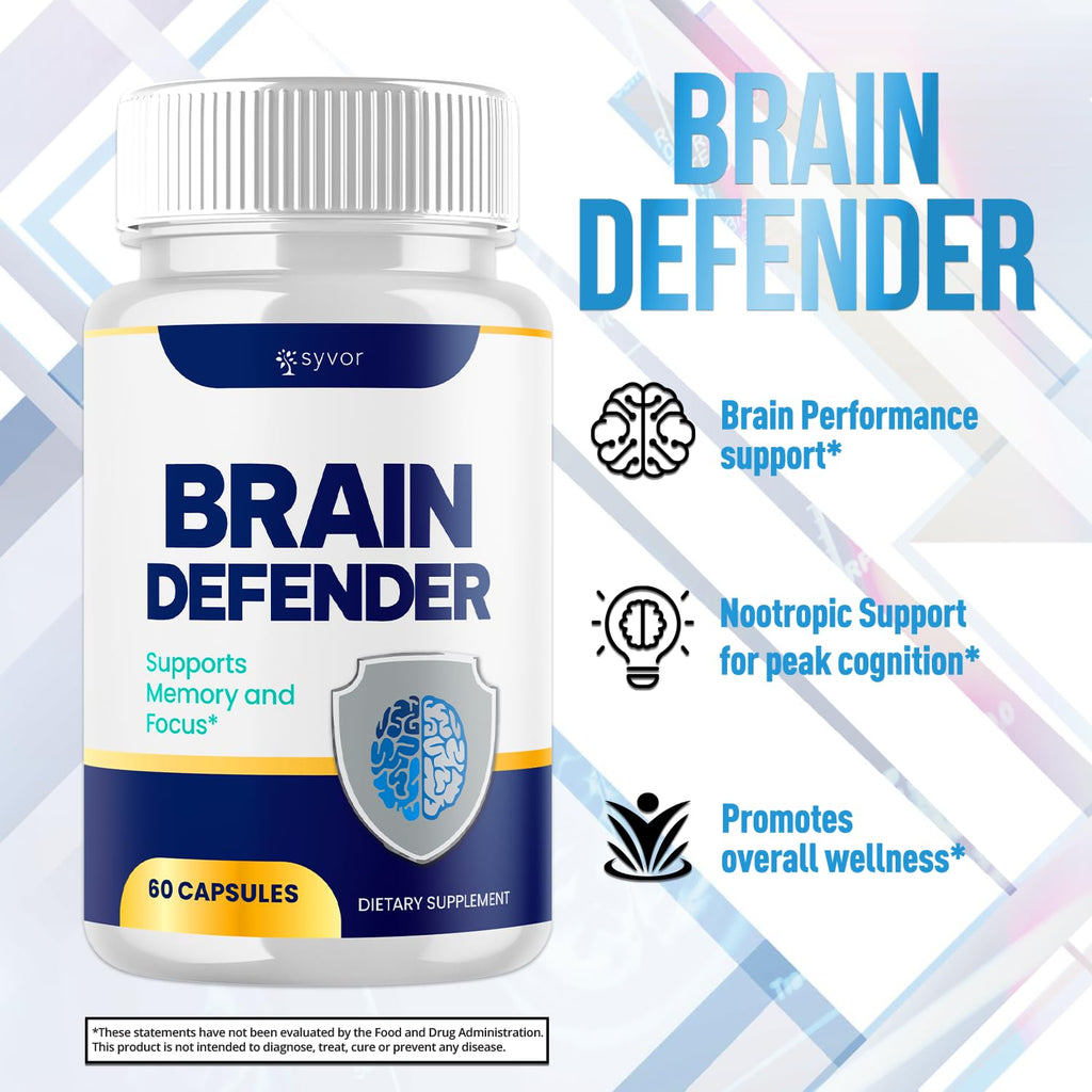 Brain Defender Supplement Pills, Official Brain Defender Advanced Formula Nootropic Capsules, All Natural Health and Wellness Support Formula Maximum Strength Ingredients Braindefender (60 Capsules)